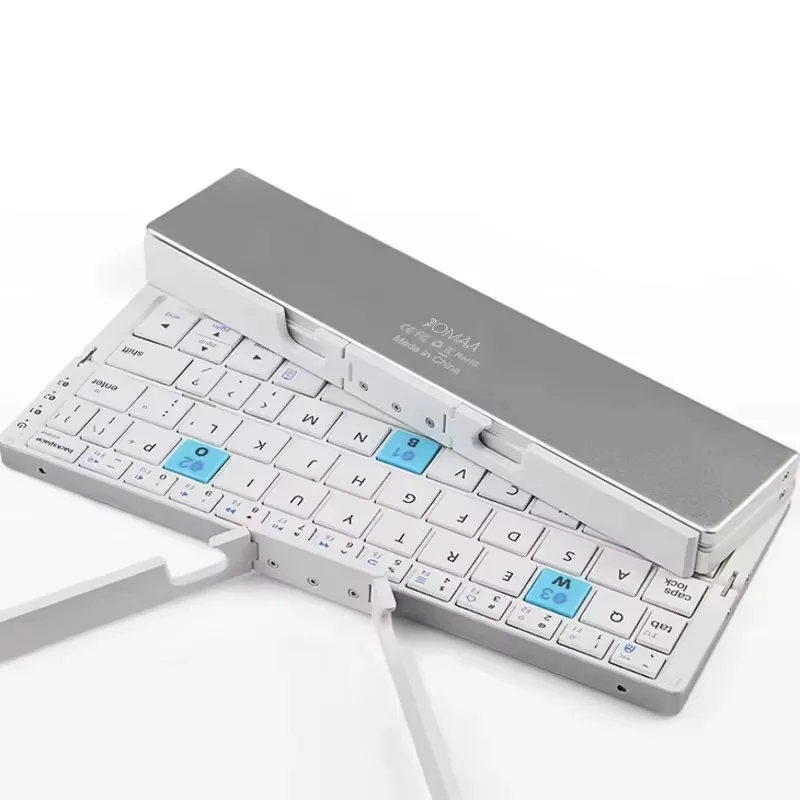 Hb199 Foldable Keyboard Mini Folding Wireless Keyboard Lightweight Portable Rechargeable Aluminum Keypad With Stand For Phone