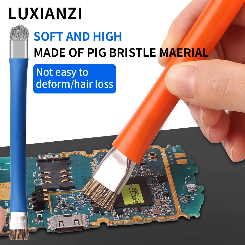 LUXIANZI Anti-Static ESD Safe Double Headed Brush For IC Chip PCB Board Welding Repair Phone Tablet Mainboard Cleaning Tool