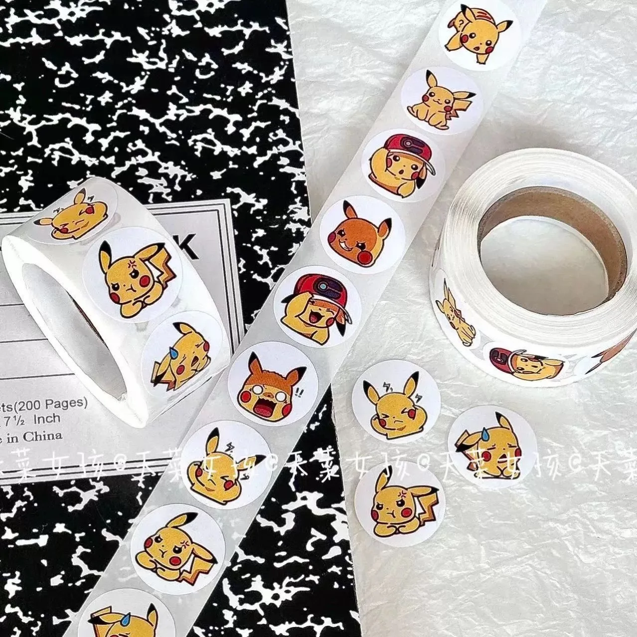 500Pcs/Roll Anime Figures Pikac Stickers Stationery Paster Kids Classic Toys Water Cup Notebook DIY Decor Sealing Stickers Gifts