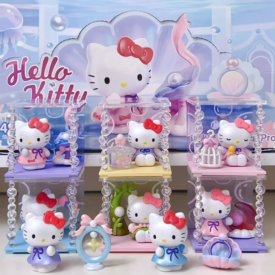 

Genuine hellokitty blind box pearlescent dream series micro box kt Hello Kitty hand-made scene desktop decoration doll holiday g