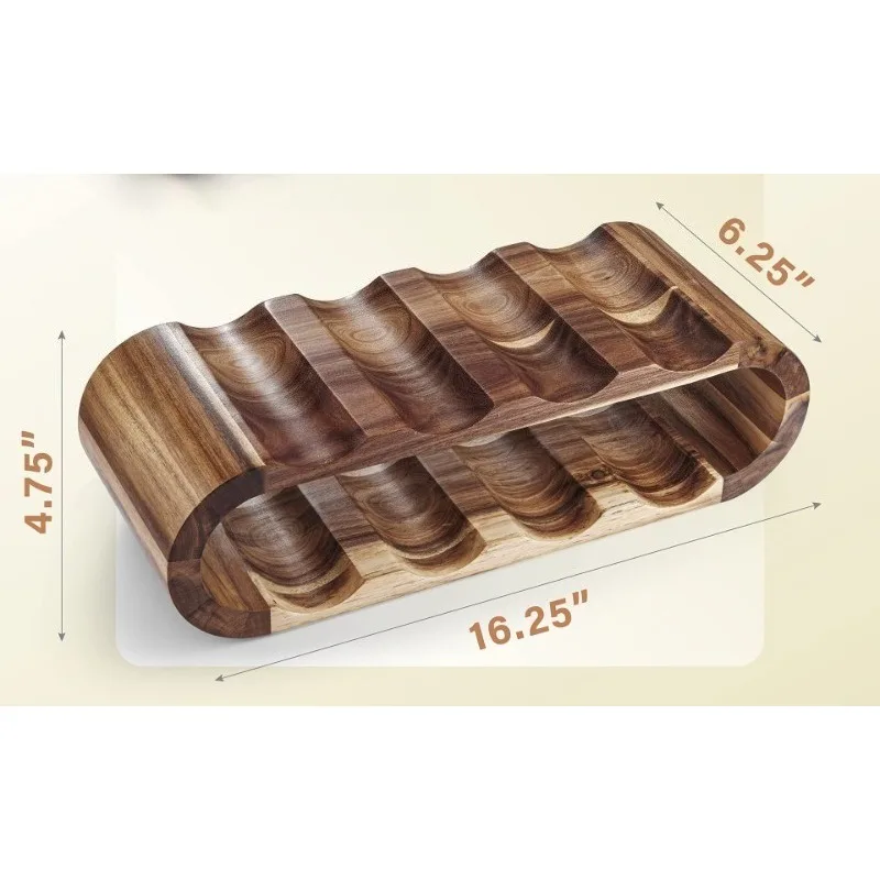 Two-layer solid wood Acacia countertop wine bottle display stand for elegant home decoration