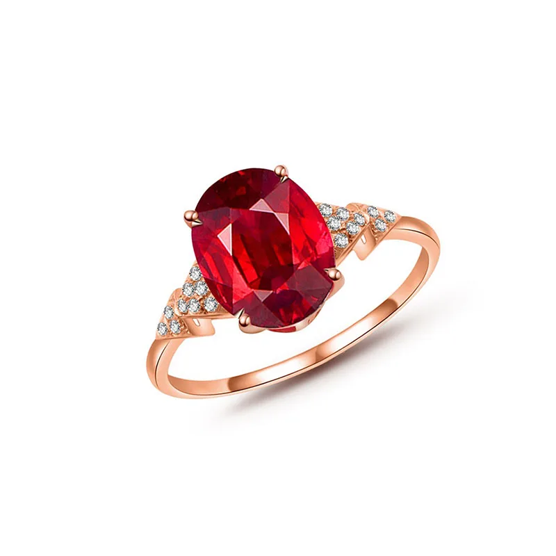 Classic oval ruby ring 585 purple gold fashion luxury plating 14K rose gold red rings for women engagement jewelry 7 * 9mm