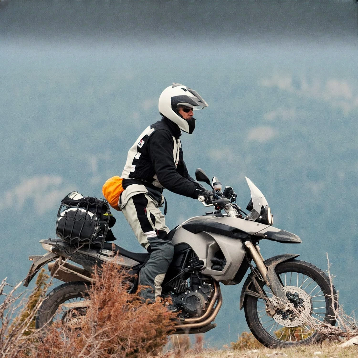 1pc small cargo net bag, measuring 40*40 centimeters, with hooks, suitable for motorcycles, bicycles, and off-road vehicles.