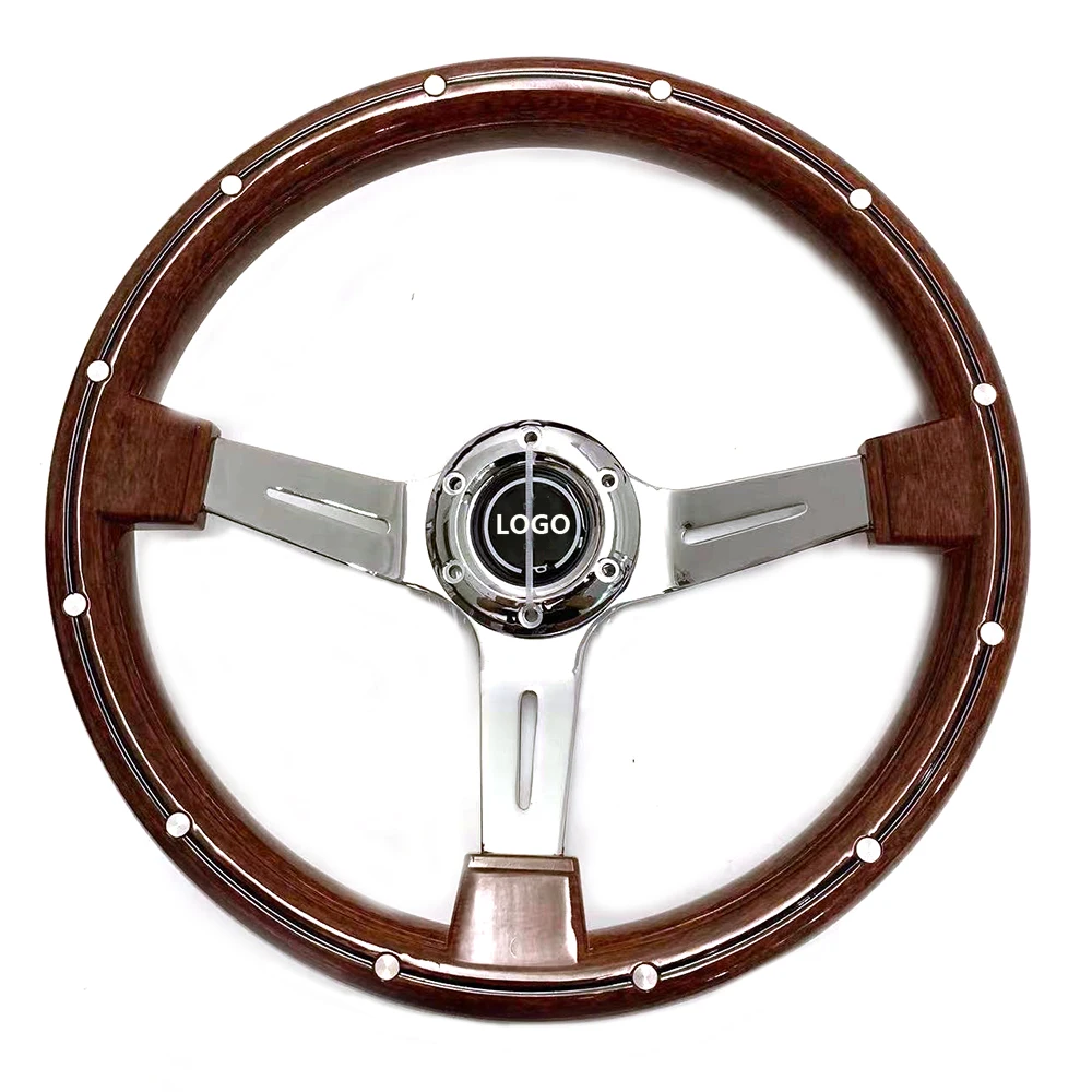 

ABS 350mm Peach Steering Wheel Imitation Solid Wood Modified Racing Steering Wheel with Rivet