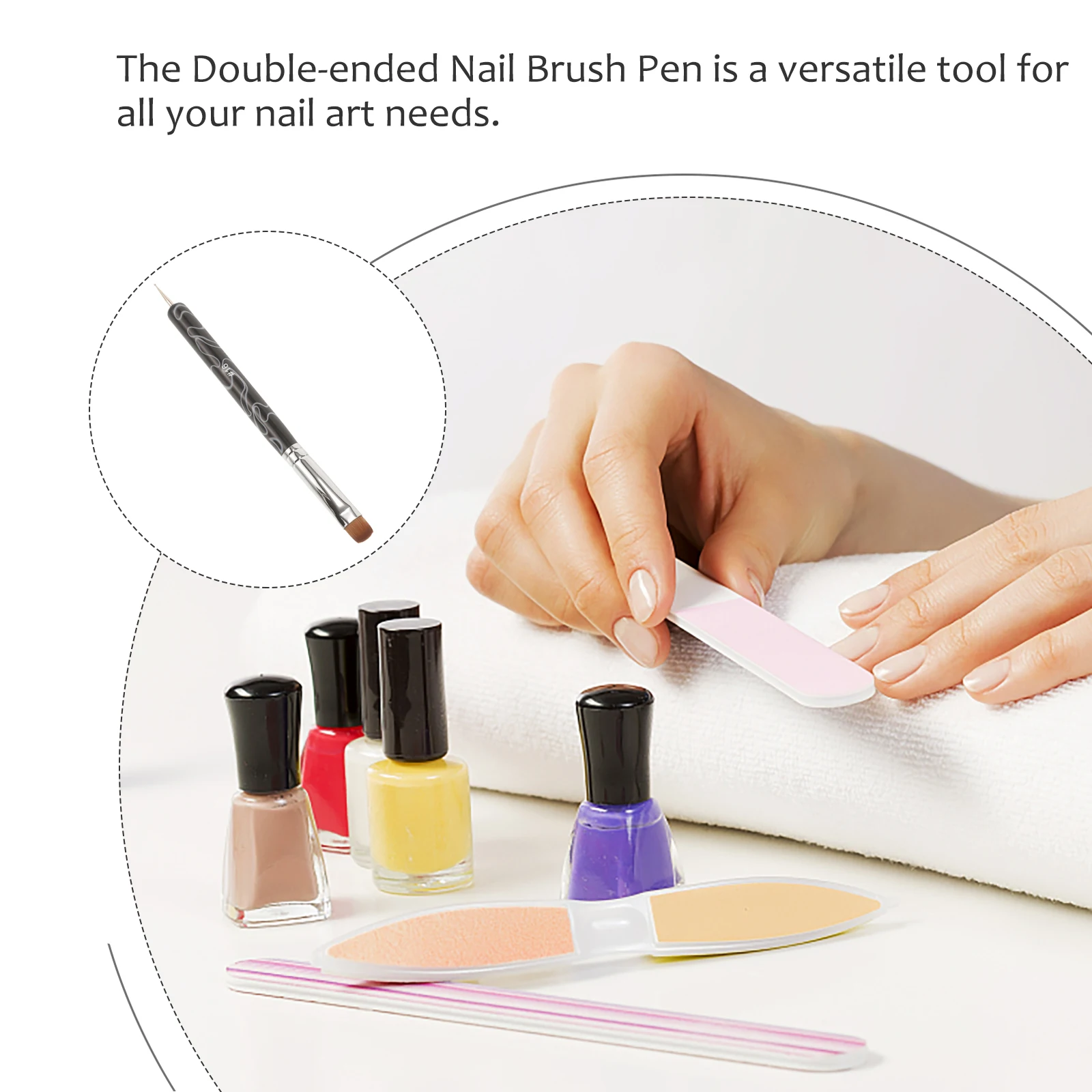 

Black 16# Double Head Nail Brush Manicure Painting Tools Dotting Pen Supplies Polish Brushes Drawing Tools