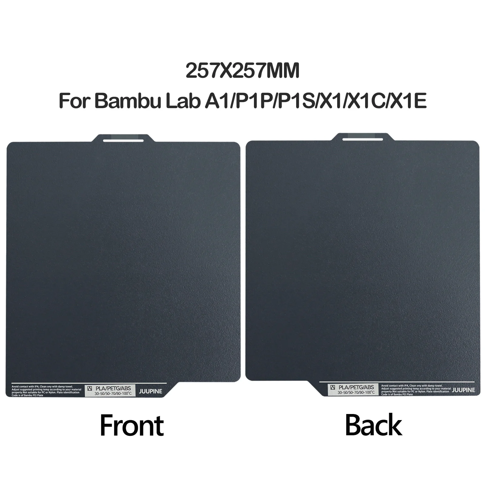 

For Bambulab Build Plate Low Carbon Cool Plate For Bambu Lab A1 X1C X1 Carbon P1P P1S Spring Steel Sheet 257x257 Double Sided