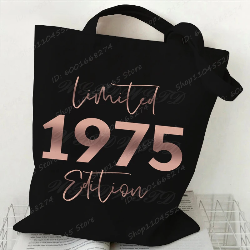 

Limited 1970-1979 Edition Print Shopping Bag Black White Retro 70's Handbag Fashion Women Girl Harajuku Shoulder Bags Canvas Bag