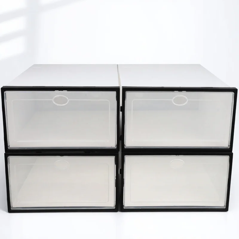 4Pcs Plastic Shoe Box Strong Load Bearing Shoes Storage Container Home Use Simple Design Transparent Lid Shoe Organizer Case