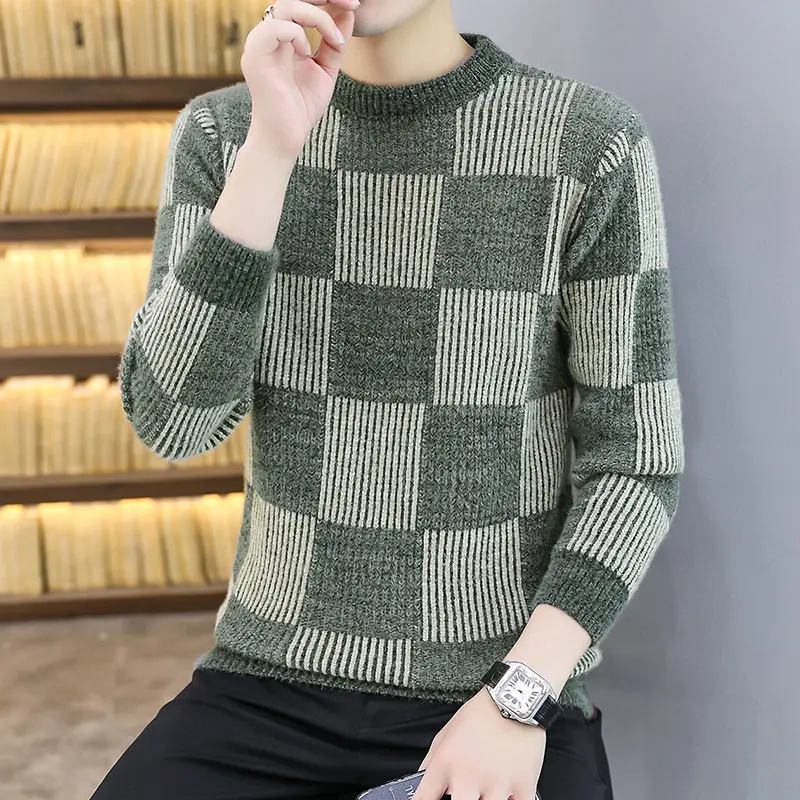 

2022 New High End Fashion Brand Knitted Pullover Sweater Men Plaid Autum Winter Woolen Casual Jumper Clothes Men Tops D193