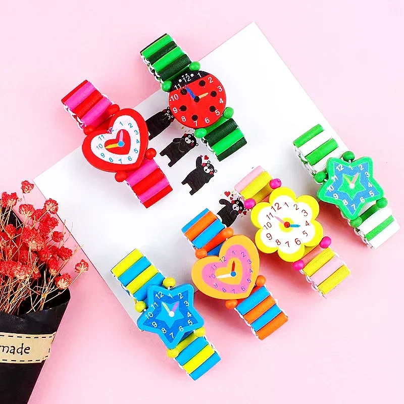 1pc Kids Colorful Wood Cartoon Bracelet Watch Toys Kids Birthday Party Gifts Pinata Filling Carnival Back To School Party Favors