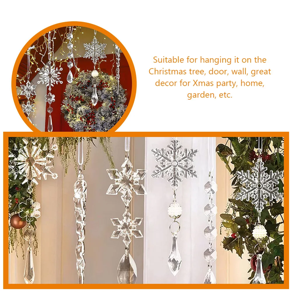 

20Pcs Christmas Icicles Hanging Snowflake Ornament Sturdy Xmas Tree Decoration Party Prop Christmas Hanging Snowflake Ornament
