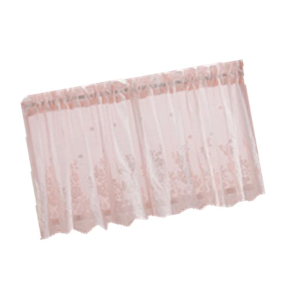 74x61cm Half Curtain Lace Short Curtain Window Decor for Living Room Room Kitchen Sun Proof Ventilated Design Pink