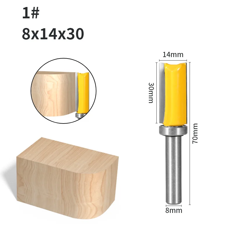8 * 14 * 30/20/50, 8 handle bearing straight cutter 14 edge diameter profiling trimming cutter