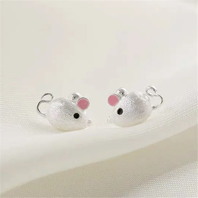 RYJ Fashion  Cute Sweet Animal Mouse Stud Earrings Women  925 Sterling Silver Funny Jewelry Wedding Jewelry Summer Daily Jewelry