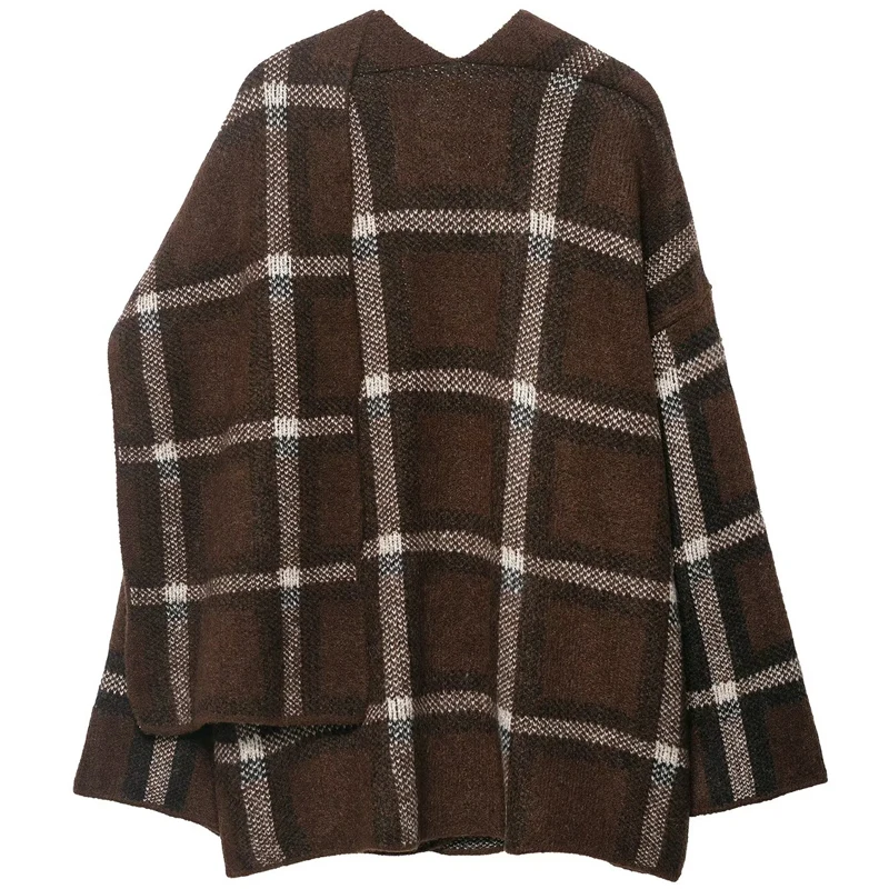 HXAO Frau Stricken Strickjacken Mantel Schal Plaid Strickjacke Für Frauen Herbst Winter Übergroßen Stricken Outer Langarm Strickwaren