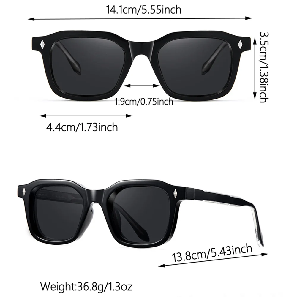 CATERSIDE Herren-Sonnenbrille mit personalisiertem Design, quadratischer Rahmen, Damen-Sonnenbrille, Retro, trendige Sonnenbrille, für Reisen, Business, Party, Geschenk, Brille, UV400 – Detail 3