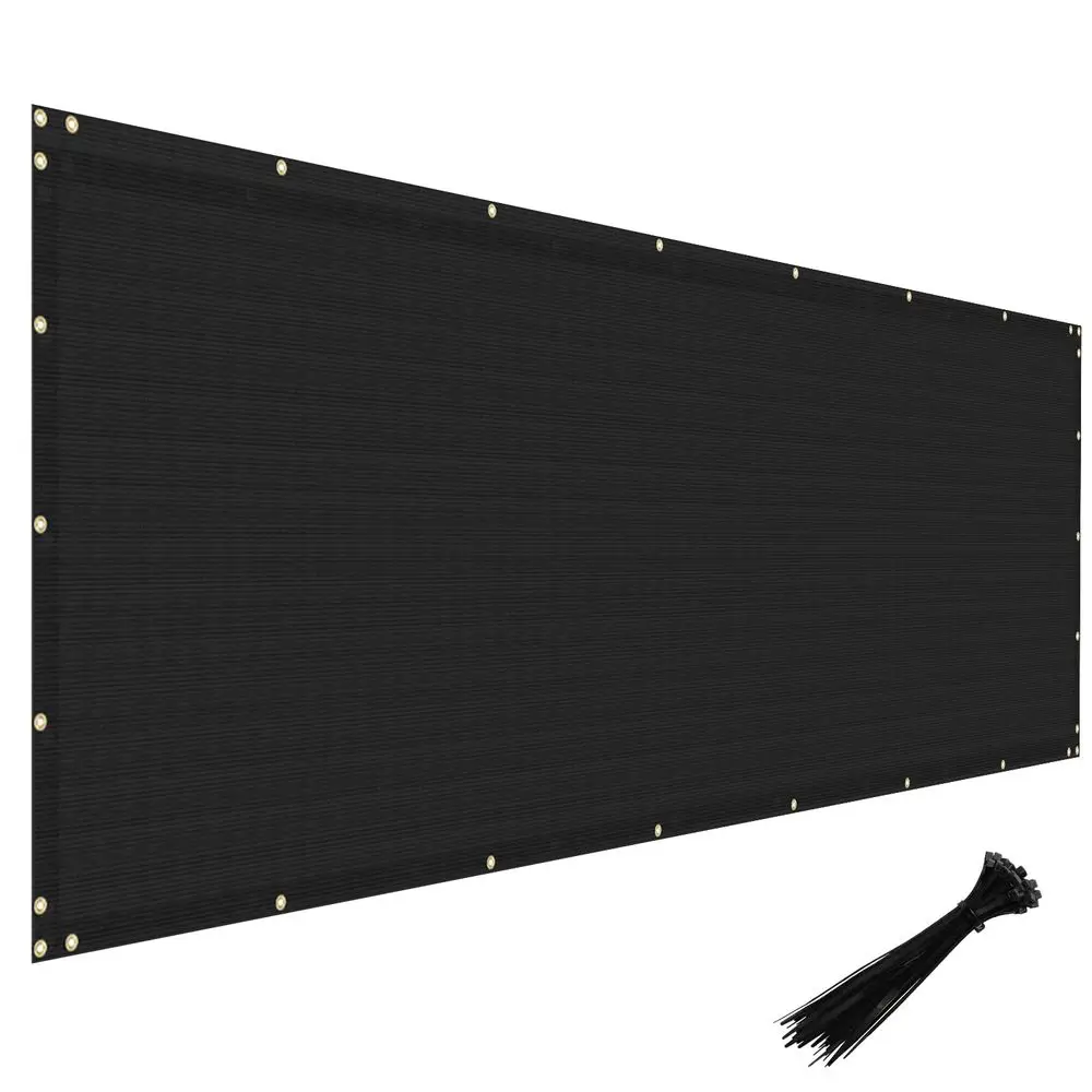 x 25 Privacy Fence Screen in Black with Brass Grommet 85 Blockage Windscreen Outdoor Mesh Fencing Cover Netting 150GSM Fabric Cu