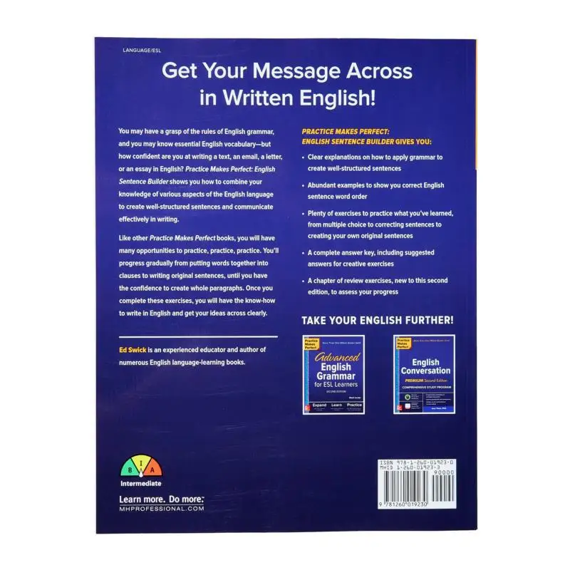 Practice Makes Perfect English Sentence Builder Second Edition Swick Ed McGrawHill 9781260019230 Book