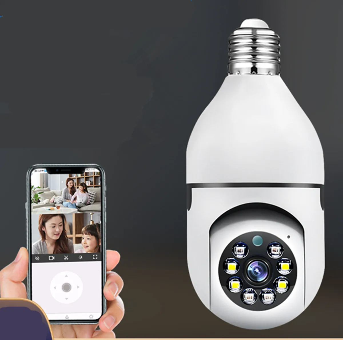 3MP Full Color Camcare APP E27 Lamp Head Socket Two Screen  PTZ IP Dome Camera AI Humanoid Detection Home Security Baby Monitor