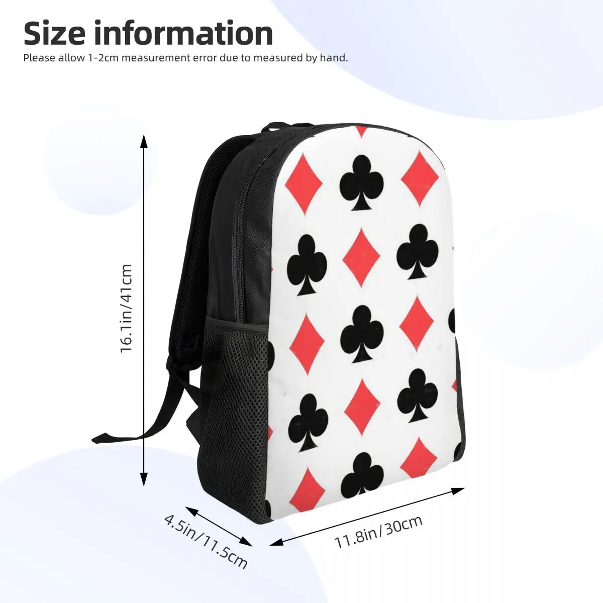 Poker Card Pattern Clubs And Diamonds Student Backpack School Bag Hiking Travel Daypack Boys Girls Fashion Bookbag Shoulder Bags