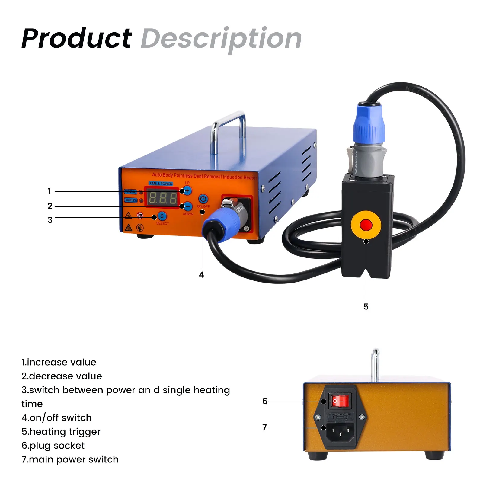 Podofo 1380W المغناطيسي التعريفي دنت آلة الكذب سيارة بدون خط دنت إصلاح استعادة أداة مجموعة سخان التعريفي الإلكترونية #6