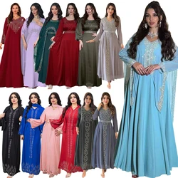 Luxury Arab Muslim Women Diamonds Abaya Maxi Dress Turkey Dubai Bride Evening Wedding Party Jalabiya Caftan Moroccan Gown Kaftan