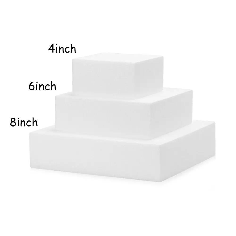 4/6/8/ inch Square Cake Dummy Modelling Sugar Craft Kitchen Party DIY Practice Model Cake Foam Mould Styrofoam