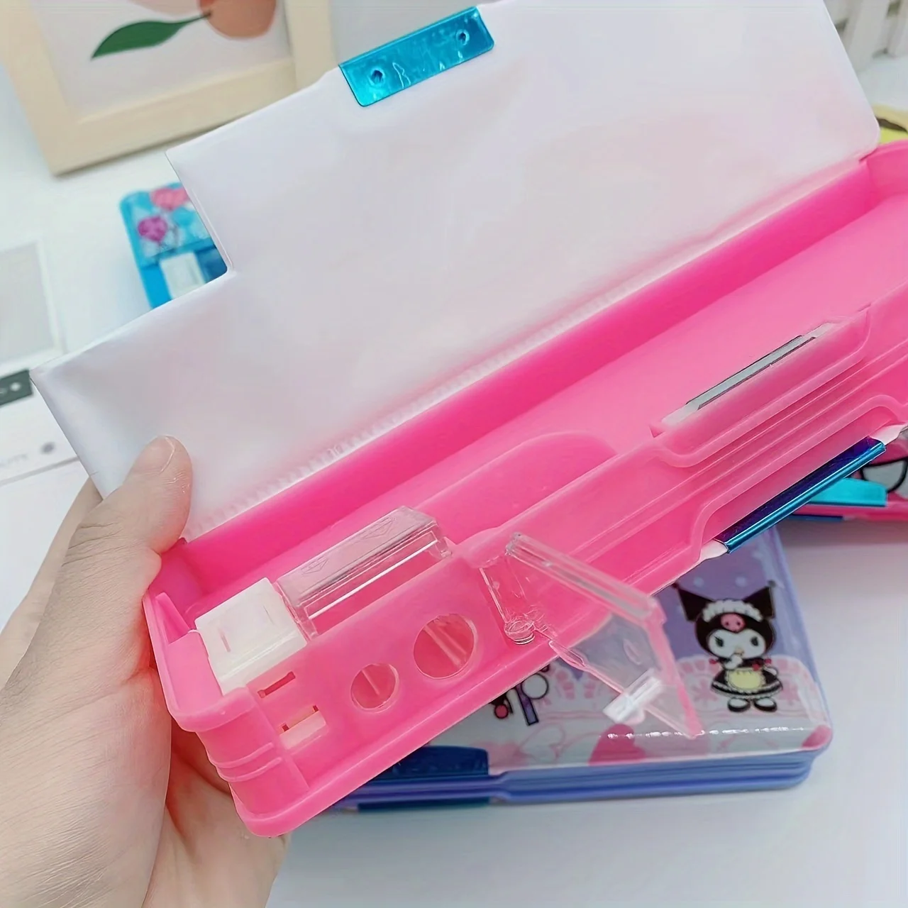 Sanrio Hello Kitty Melody Kuromi Double-Sided Pencil Case Stationery Storage Box Gifts