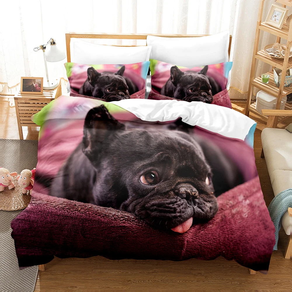 Dropshipping Bedclothes Bedroom Comforter Set Twin Size Bedding Set 100% Bamboo Fiber Duvet Set Pillowcases Cartoon Pet Cat Dog