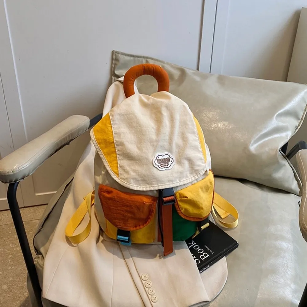 Color a juego, 2 tamaños, bolsos para padres e hijos, gran capacidad, mochila escolar con cordón y múltiples bolsillos, mochila de nailon de estilo coreano