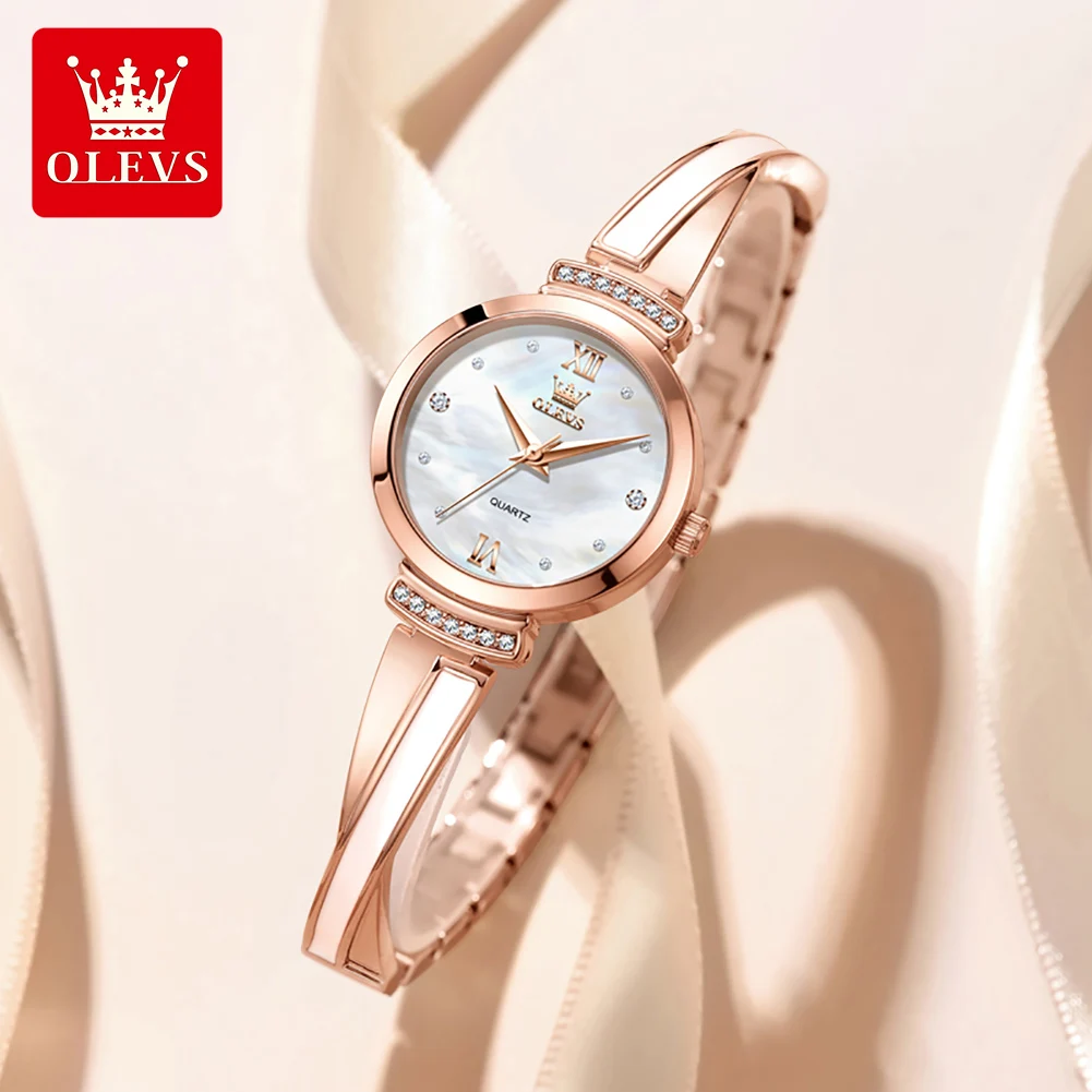 OLEVS 7140 Women's Watch Luxury Jewelry Buckle Quartz Wristwatch Waterproof Elegant Ladies Dress Genuine Watch Reloj