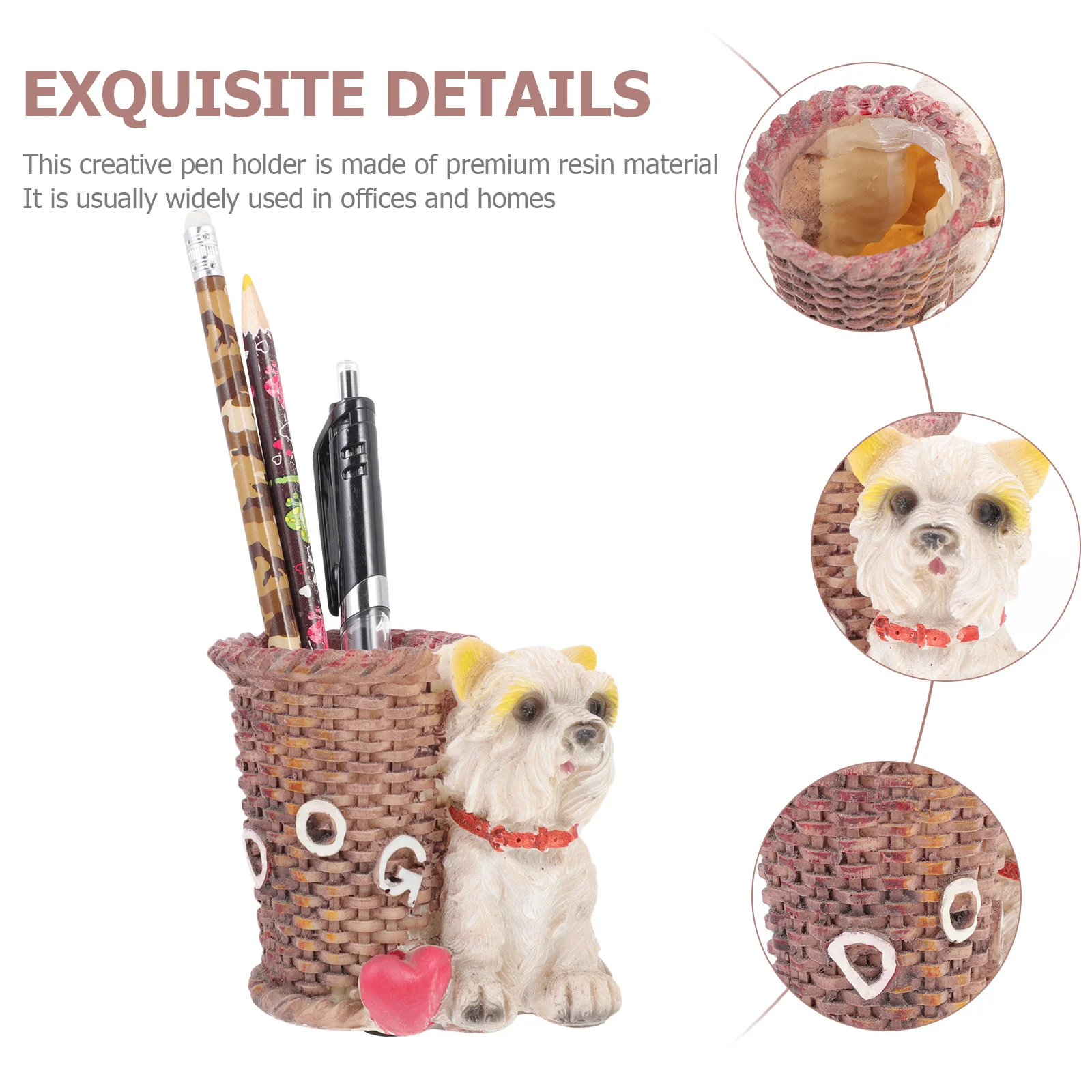 

Chic Dog Shaped Brush Pot Pen Container Home Desktop Decoration Multi Functional Organizer for Writing Tools Cosmetics Small