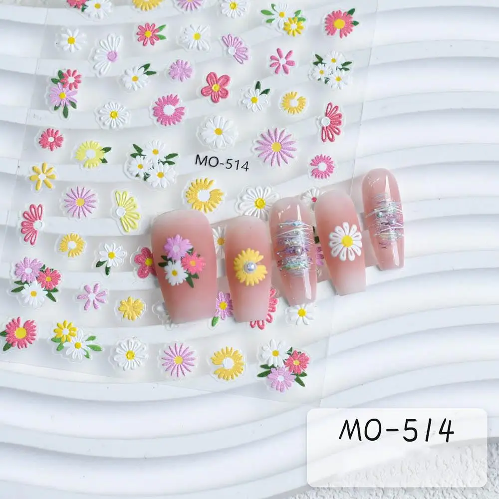 Colorful Spring Decor Embossed Relief Manicure Decal Flower Sweet Nail Stickers Cute Decoration Manicure Tool DIY Nail Art