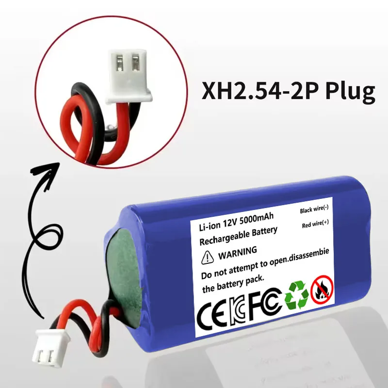 بطارية 12 فولت 3S1P 12.6 فولت/11.1 فولت 18650 بطارية ليثيوم أيون 5000 مللي أمبير في الساعة مزود طاقة احتياطية، CCTV، كاميرا، مسدس فآسيا، بطارية ليثيوم أيون