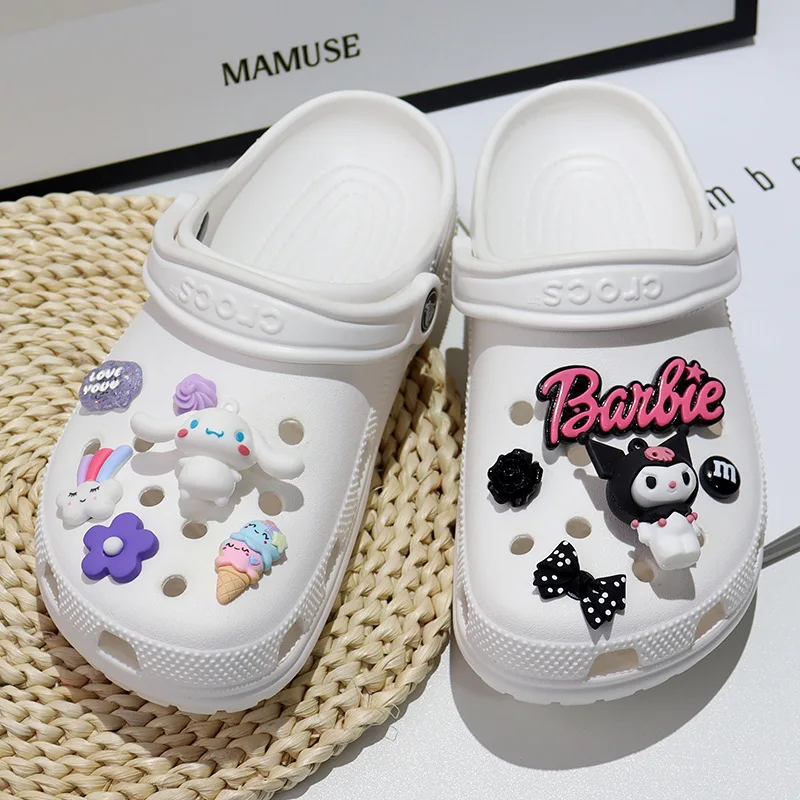 Sanrio Kurumi, accesorios para zapatos con agujeros adaptados, hebilla para zapatos diy, hebilla decorativa de dibujos animados, conjunto de accesorios para flores