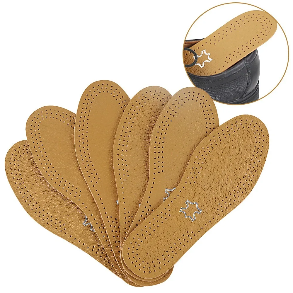 Leather Insoles For Shoes Men Women Breathable Cowhide Shoe Pads Massage Shock Absorption Cushion Sneakers Sole Insert Insole