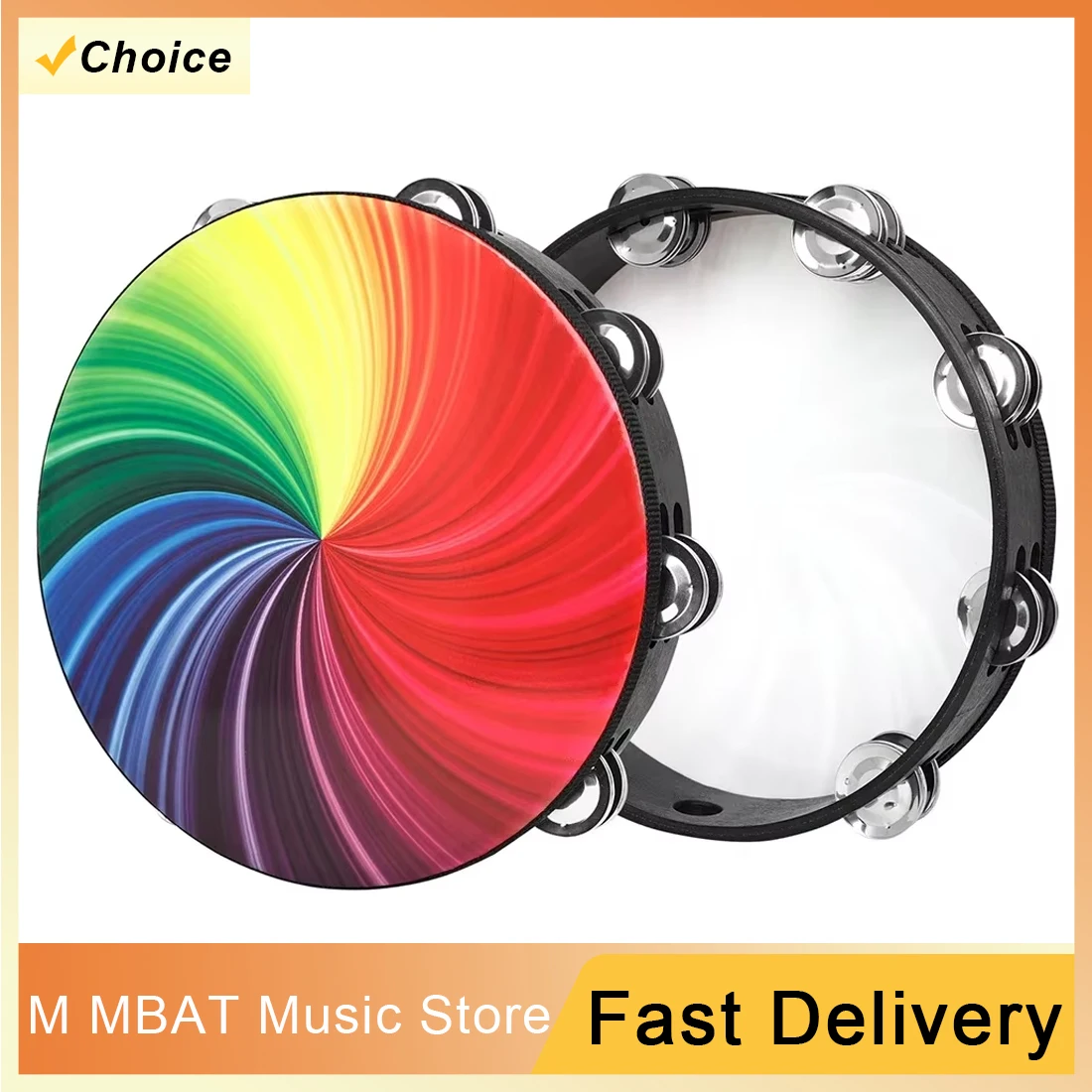 

10-дюймовый бубен, двухрядный ручной колокольчик, барабан для раннего образования, детский/цервин/свадебный музыкальный бубен