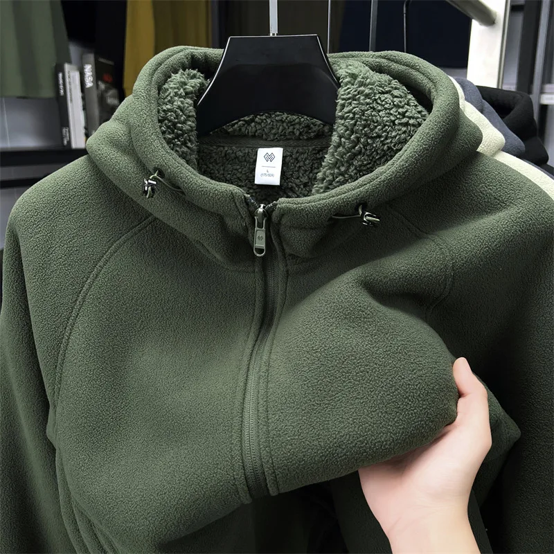 

Man Long Sleeves Hooded Sweatshirt Fleece-Lined Thickened Warm Non-deforming Korean-Style Autumn New Zipper Hoodie Jacket Men's