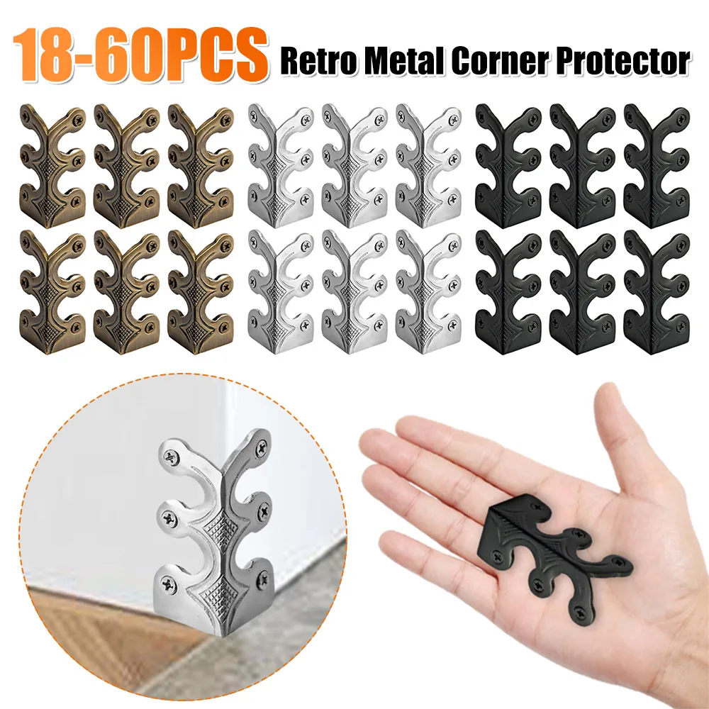 Vintage Metal Corner Protector Iron Skiffers Corner Brackets Corners Edge Cover for Jewelry Wooden Box Antique Furniture