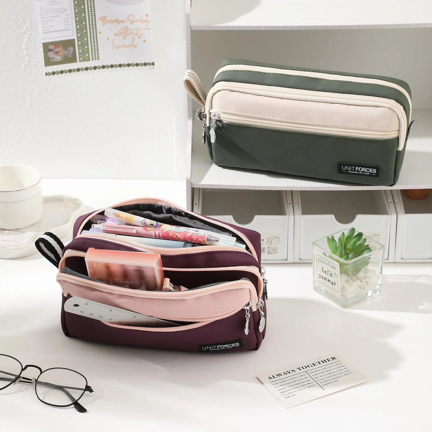Large Capacity Oxford Cloth Pencil Case Waterproof Dirty Resistant Boys High School Students Can Be Washed Stationery Bag