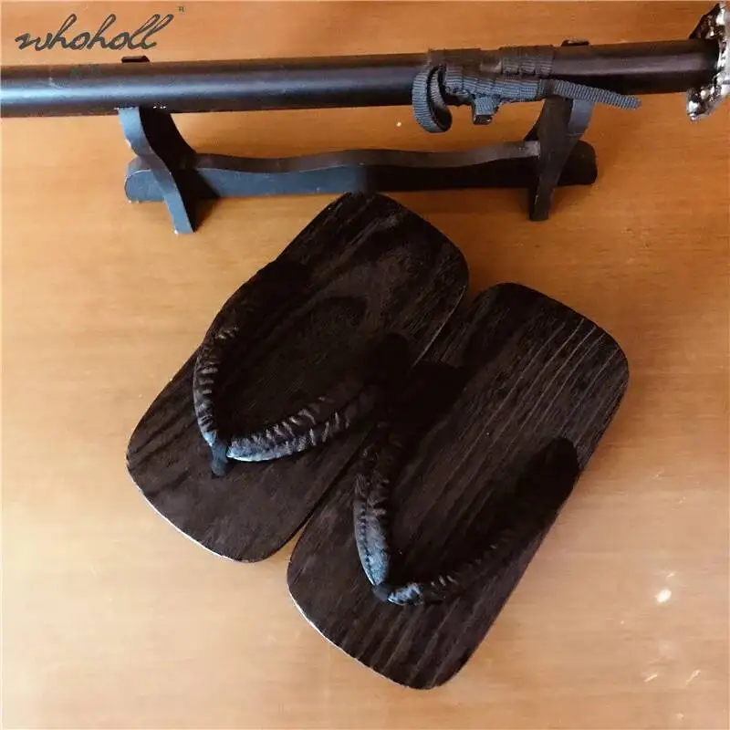 WHOHOLL Geta الصيف الوجه يتخبط النساء الرجال قباقيب خشبية النعال اليابانية قباقيب خشبية الأحذية تأثيري ازياء الأحذية