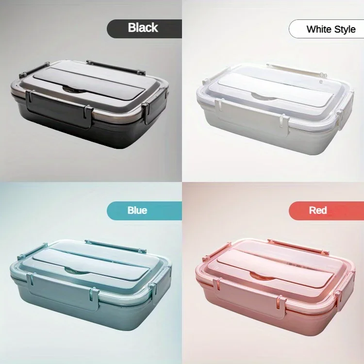 Leak-Proof Stainless Steel Lunch Box With 3/4 Compartments - Durable, Easy-Clean Bento Container For Students & Office Workers