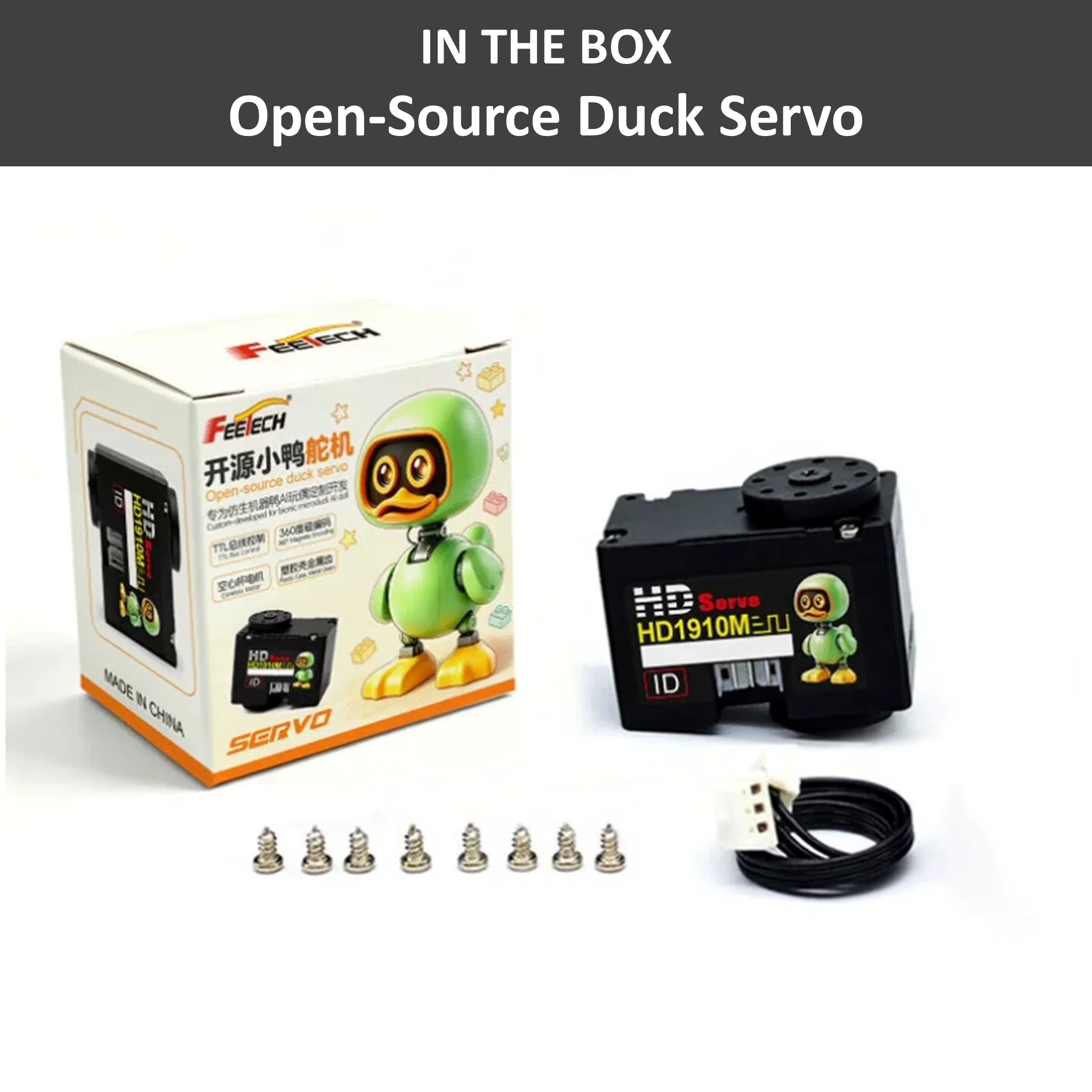 For Feetech Metal Gear Robot Duck AI Open Source Serial Bus Servo HD-1910-C001 & FE-URT2 Debug Board, 3D Printer Robot Parts