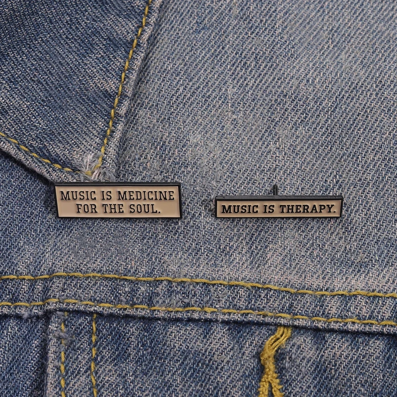 اقتباسات مخصصة المينا دبابيس الموسيقى هي الطب لموسيقى الروح هو علاجي دبابيس شارة التلبيب مجوهرات هدايا للأصدقاء #2