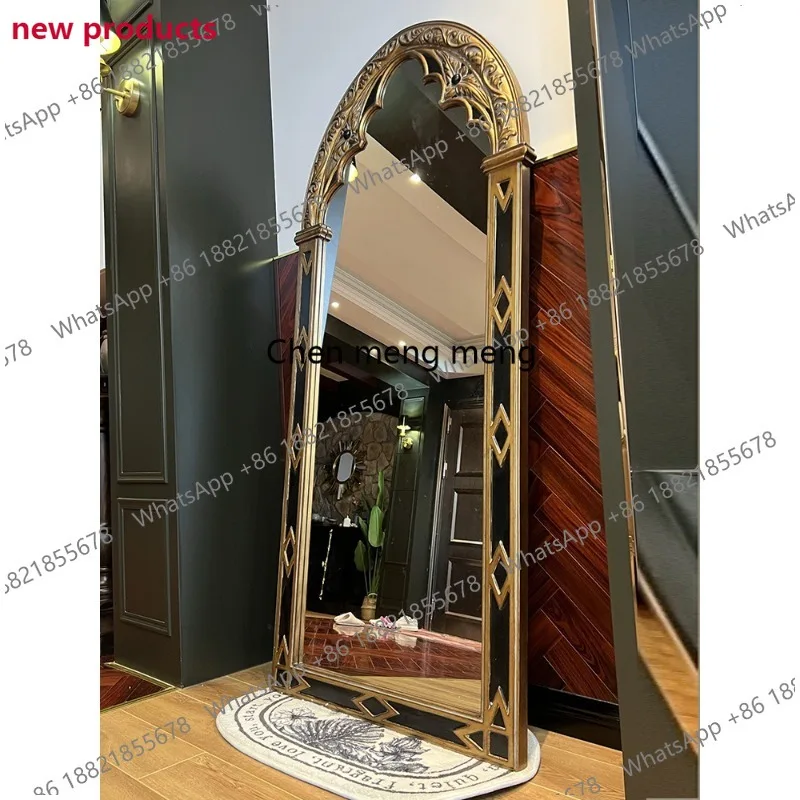 A139American clothing, wall-mounted light luxury floor-to-ceiling mirror, entrance wall-mounted, retro full-body mirror