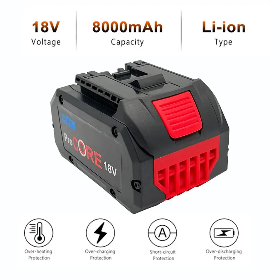 18V 8000MAH Bosch Professional System Cordless Tool BAT609 BAT618 GBA18V80 21700 Battery ProCORE Replacement Battery