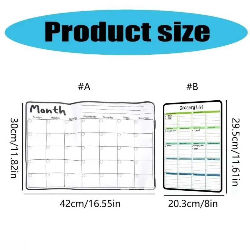 D08B Календарь для сухого стирания Магнитный ежемесячный календарь с маркерами Доска для сухого стирания Еженедельный календарь