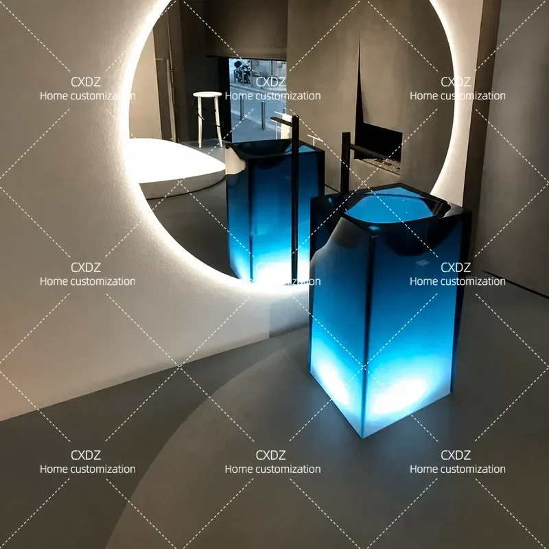Transparent Column Basin Color Resin Household Integrated Floor to Ceiling Bathroom Outdoor Balcony Courtyard Hand Wash Basin