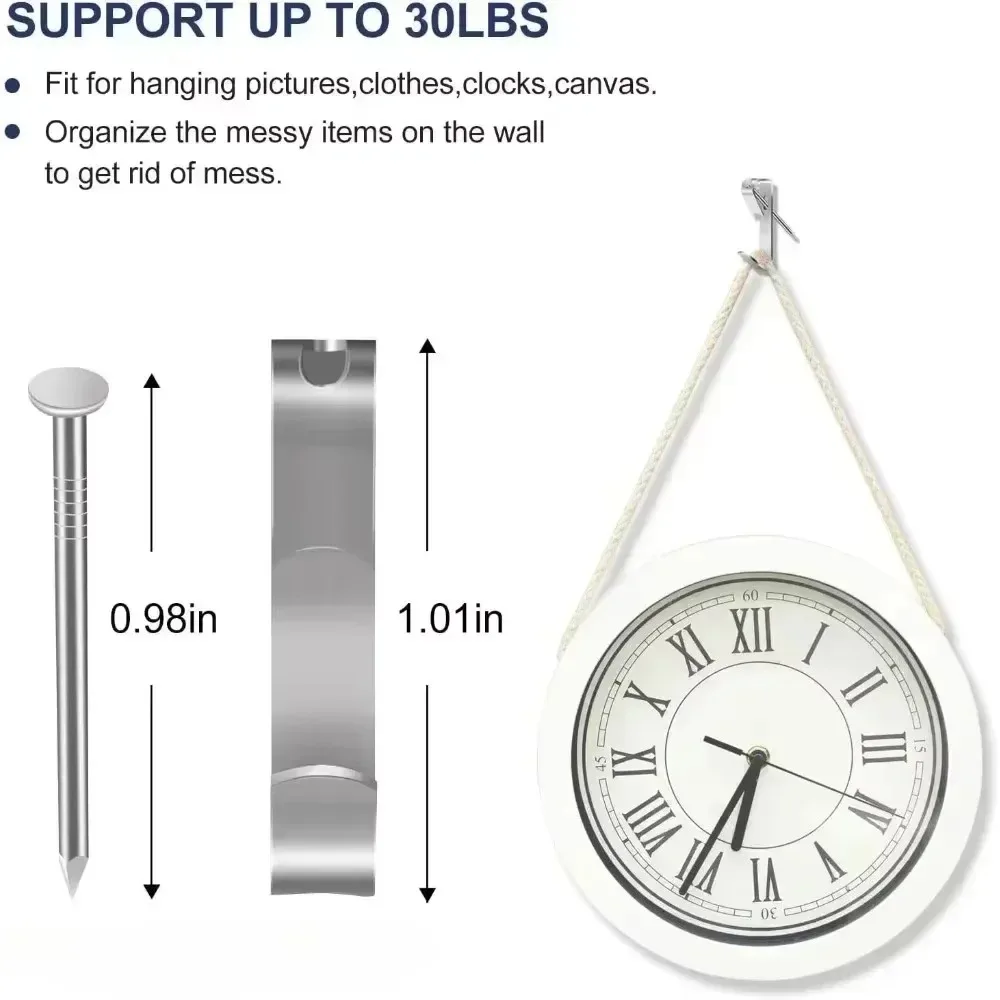40 Sets Wall Mounting Picture Hangers Photo Frame Hooks with Nails Art Painting Clocks Clothes Traceless Hooks for Home Office