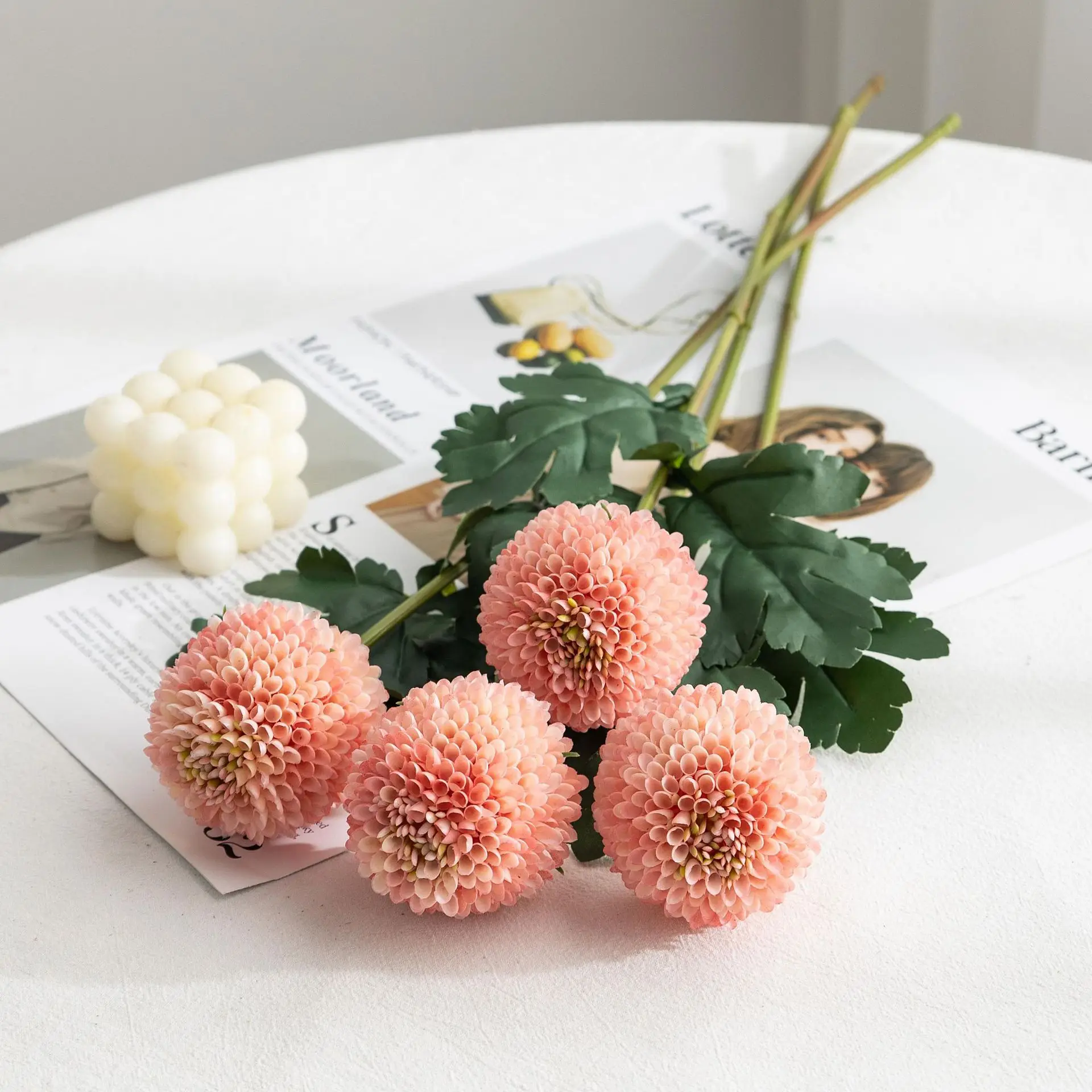 Einzelner Stiel Realistische Künstliche Allium-Kugel Gefälschte Chrysanthemenblume für Hochzeitssträuße Heim Garten Büro Dekoration Zubehör – Detail 8